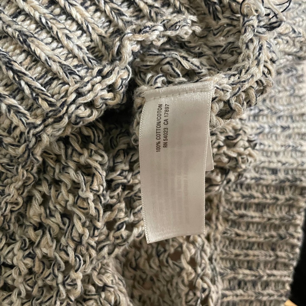 Open Knit Long Sleeve Layering Sweater Cream, White, Navy 100% Cotton - Picture 7 of 8